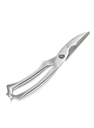 Stainless Steel Solid Poultry Chicken Bone Scissors With Safety Lock Silver