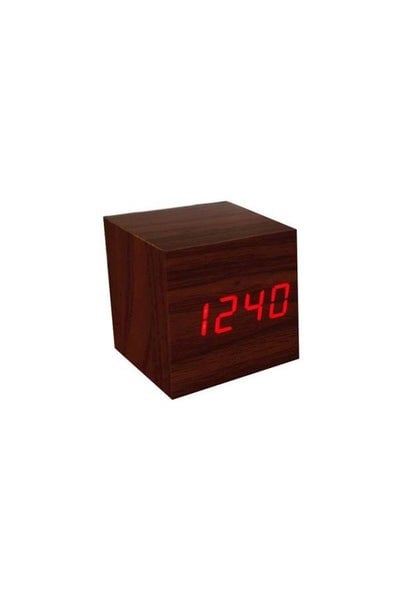 Petite Delicate Fashion Digital Mini Led Wooden Clock Brown