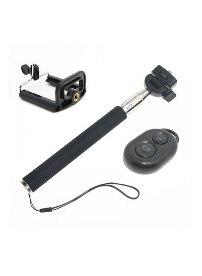 Selfie Handheld Monopod Stick With Remote For Smartphone Black/Silver