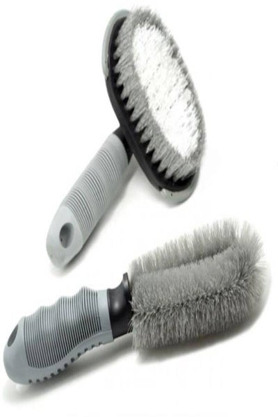 Wash Wheel Hub Brush Tire Brush Car Cleaning Cleaning Wheel Special Soft Steel Ring Brush Combination Set (Gray)