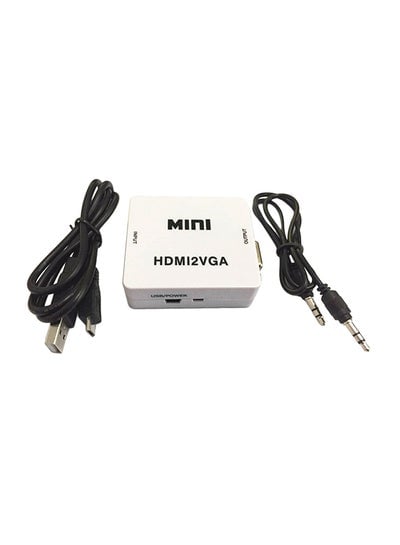 HDMI To VGA Mini Audio Video Converter White