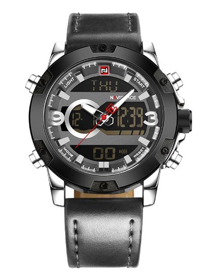 Men's Leather Analog & Digital Watch NAVIFORCE 9097 - 47 mm - Black