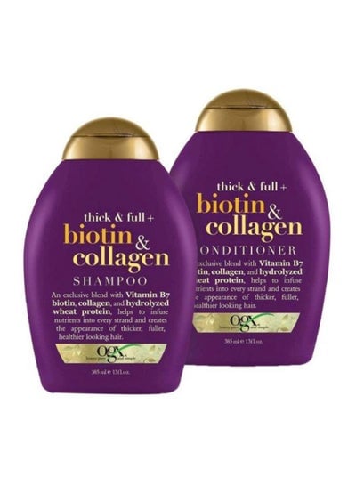 2-Piece Thick And Full Biotin And Collagen Shampoo And Conditioner Set 2x385ml
