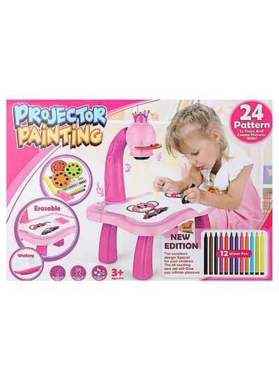 Desk And Projector Painting Set Pink/White