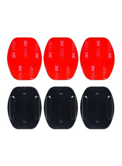 6-Piece Curved Mounts With Helmet Adhesive Mount Pad For Action Cameras Set Black/Red