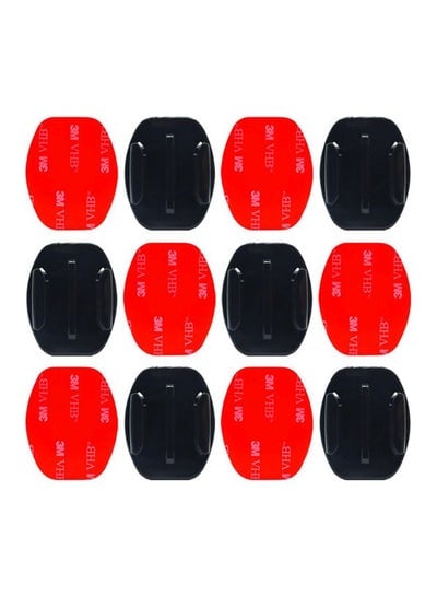 12-Piece Adhesive Sticker Mount Holder For Front Full Face Helmet Set Black/Red