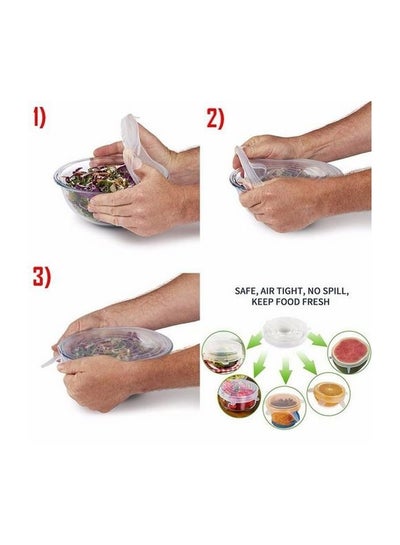 6-Piece Stretchable Silicone Lid Set Clear