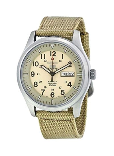 Men's 5 Sports Desert Military Round Shape Fabric Analog Wrist Watch 42 mm - Green - SNZG07J1