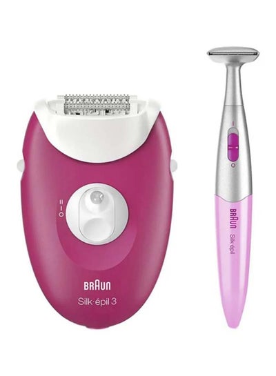 Silk-Epil-3 3420 Corded Epilator With Trimmer Pink/White