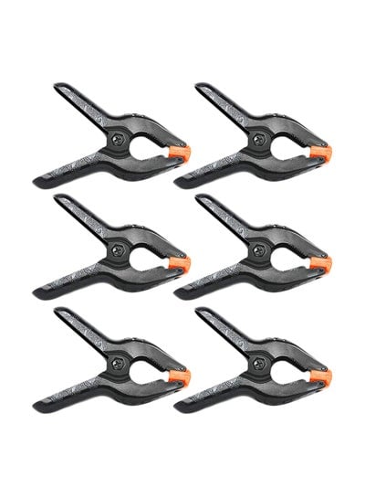 6-Piece Spring Clamp Clip Set Black/Grey/Orange