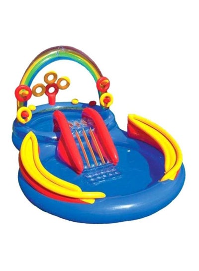 Attractive Design Rainbow Slide Kids Play Inflatable Ring Center Swimming Pool 297x193x135cm