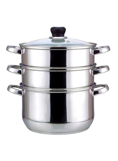 3-Layers Stainless Steel Steamer Silver 24centimeter