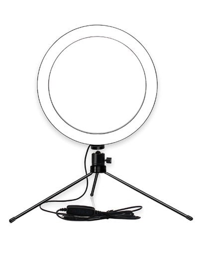 Table LED Ring Light With Tripod Stand Black/White