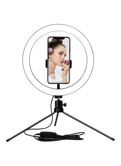 Table LED Ring Light With Tripod Stand Set Black