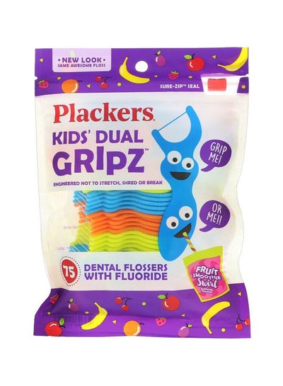 Pack Of 75 Dual Gripz Dental Flossers - Fruit Smoothie Swirl Multicolour