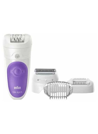 Silk Epil 5 Wet And Dry Cordless Epilator With Attachment Set White/Purple