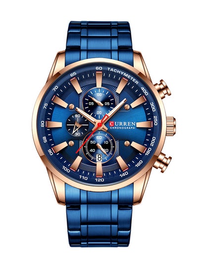 Men's Chronograph Waterproof Stainless Steel BAnd Casual Quartz Watch 8351 - 47 mm - Blue