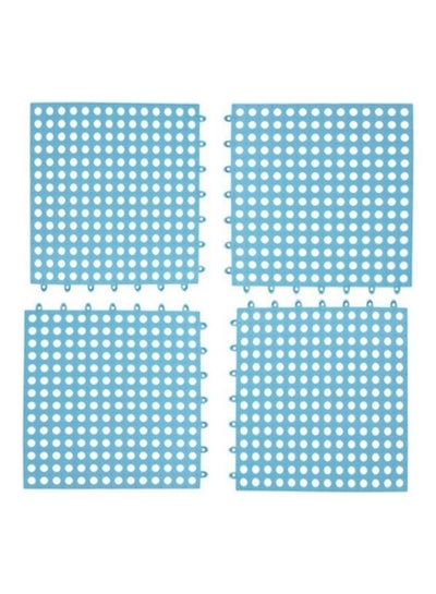 4 Piece Of Non-Slip Shower Bathroom Square PVC Bathmats Blue 30 x 8 x 30cm