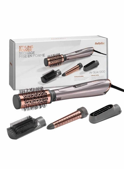 1000 Air Styler, Adjustable 2 Heats With Cool Setting, Ionic Technology For Frizz Free Hair, Free Conical Curling, Volumizing And Precise Drying Attachment With Heat Pouch - AS136SDE, Grey Purple 1.021kg