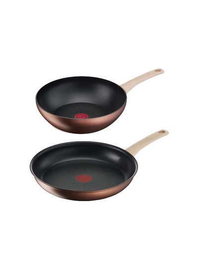 2-Piece Non-Stick Aluminium Eco Respect Fry Pan Set Black/Brown 30cm
