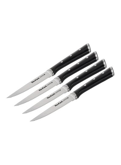 Set of 4 Ice Force Stainless Steel Steak Knives Black 11cm