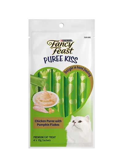 Fancy Feast Puree Kiss Chicken Puree With Pumpkin Flakes White 10grams