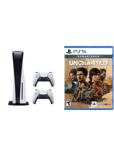 PlayStation 5 Console (Disc Version) + Extra DualSense Controller + Uncharted Legacy Of Thieves Collection - PlayStation 5 (PS5)