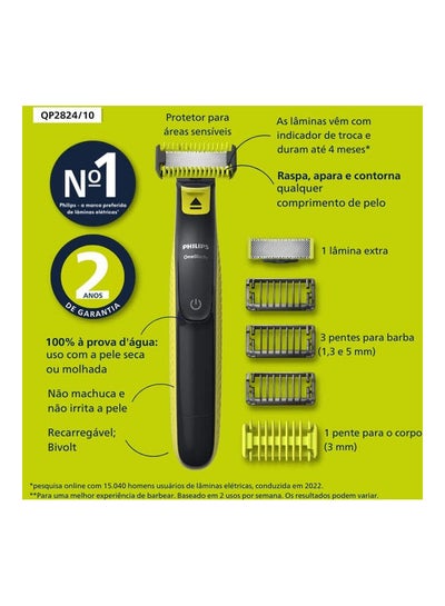 Philips OneBlade Face + Body QP2824/10, 2Years Warranty Lime Green,Charcoal Grey
