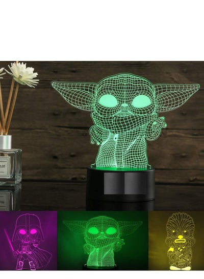 3D Illusion Star Wars Night Light for Kids 3 Pattern and 16 Color Change