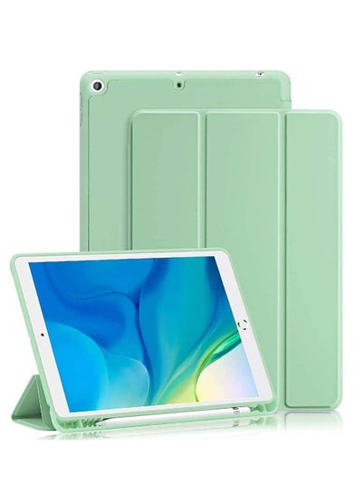 iPad 9th/8th/7th Generation case (2021/2020/2019) iPad 10.2-Inch Case with Pencil Holder [Sleep/Wake] Slim Soft TPU Back Smart Magnetic Stand Protective Cover Cases (Green)