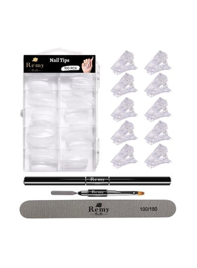 Box of Nail Dual Form Kit with 10 PCS Acrylic Tips Clips one Brush Poly Extension Gel