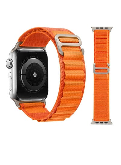 2 Pack Nylon Loop Replacement Strap For Apple Watch Series 8/7/6/5/4/3/2/1 SE 45mm 44mm 42mm 49mm White/Orange