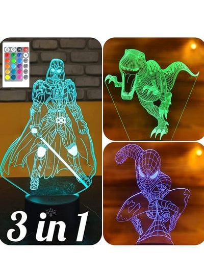 3D Night Lights for Kids 7 Colors 3D LED Illusion Lamp with Remote Control-Bedroom Table Lamp Dinosaur