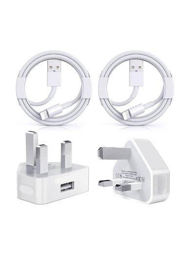iPhone Charger Plug and Lightning Cable【Apple MFi Certified】2 Pack 3 pin USB Fast Wall Charging Power Adapter with 2 Pack 1M Lightning to USB Fast Charging Cord for iPhone 14/13/12/11/XS