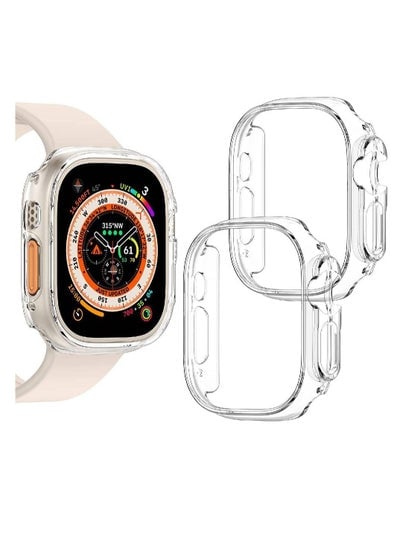 2 Pack All-Around Edge Shockproof Protective & Ultra-Thin Bumper Case Cover For Apple Watch Ultra 49mm Clear