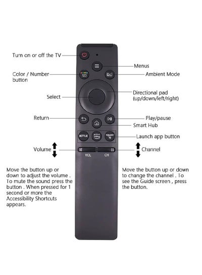 Universal Remote for All Samsung Smart TV Replacement Remote Control for Samsung Control for Samsung LCD LED UHD QLED Series TV with Netflix Prime Video Buttons