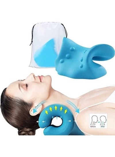 Ergonomic Traction Neck Support Pillow for Neck Pain Relief with Travel Bag
