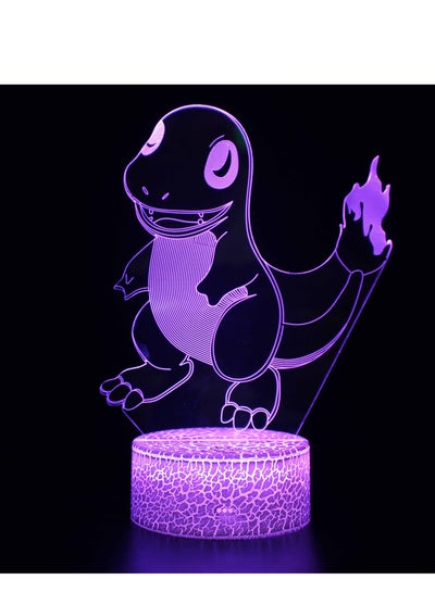 3D Illusion Go Pokemon Night Light 16 Color Change Decor Lamp Desk Table Night Light Lamp for Kids Children 16 Color Changing with Remote CHARMANDER