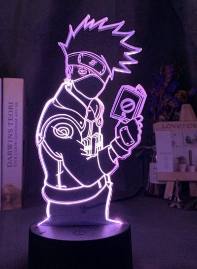 3D Illusion Lamp LED Multicolor Night Light Kakashi Hatake Holding Book Kids Boys Children Gift Bedroom Decoration Table Lamp Naruto