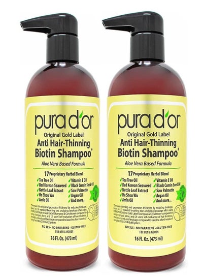 PURA D'OR Original Gold Label Anti-Hair Loss & Smoothing Shampoo 2 Pack