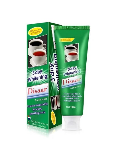 Disaar 3 Day Whitening Toothpaste safely removes stains for bright, shiny teeth that freshens breath
