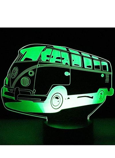 Multicolour 3D LED Night Light Colorful Autobus Bus Car With 16 Colors Light For Home Decoration Lamp Amazing Visualization Optical Illusion