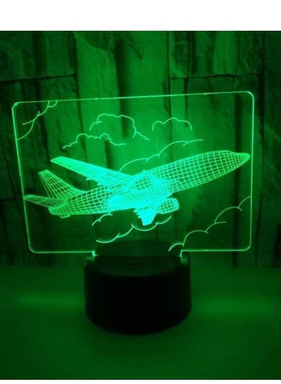 Touch Remote Control Airplane 3D Stereo USB Multicolor Night Light Bedside Desk Imaginatively Decorated Christmas Birthday Gift