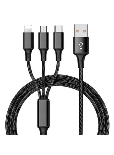 Nylon Braided 3 In 1 Fast Charging Cable For Iphone , Samsung , Huawei , Oppo , And Tables