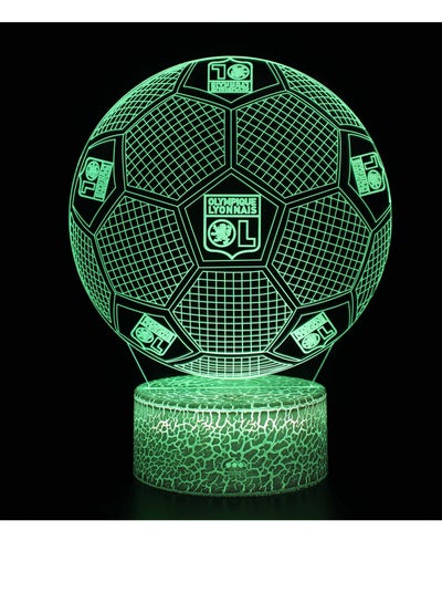 Five Major League Football Team 3D LED Multicolor Night Light Touch 7/16 Color Remote Control Illusion Light Visual Table Lamp Gift Light Team Olympique Lyonnais