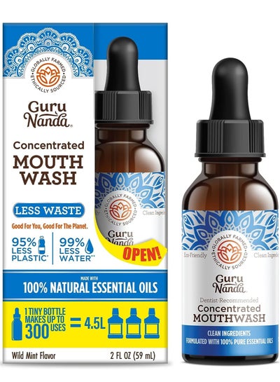 Concentrated Mouthwash Helps with Bad Breath, Promotes Teeth Whitening Made with 100% Natural Essential Oils 1 Bottle Equals 300 Rinse