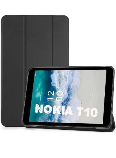 Trifold Slim Stand Cover Hard Shell Folio Lightweight Case Smart Cover for Nokia T10 Tablet Case Black