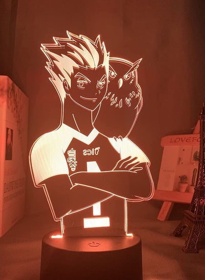3D Illusion Cartoon Night Lights Haikyuu Figure LED Lamp, 16 Colors Remote Control USB Powered Arts Table Lamp, Home Bedroom Decor Holiday Gift for Kids