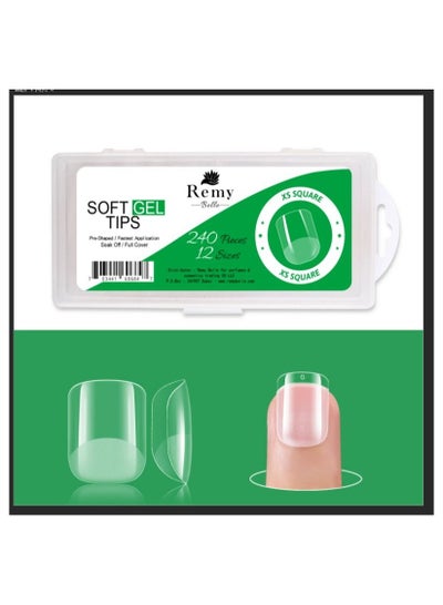 XS Soft Gel Nail Tips Square 240 Pcs of 12 sizes Kit