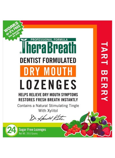 Dry Mouth Lozenges with Zinc Raspberry and Tart Flavor 24 Count by TheraBreath